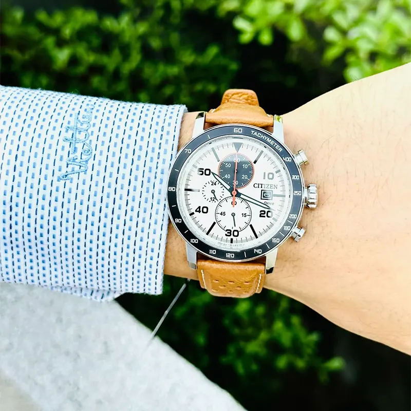 Citizen Brycen Eco-Drive Chronograph Brown Leather Men's Watch- CA0641-32X